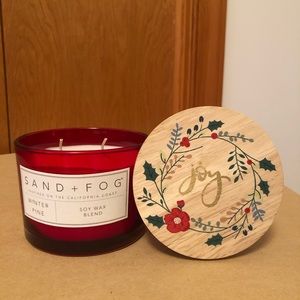 Sand + Fog Winter Pine Scent Candle. Double Wick, Soy Wax Blend, Joy Lid.
